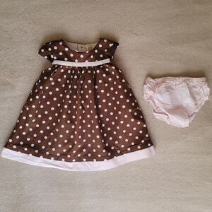 Carter's Baby Girl Brown & White Polka Dot 2 Piece Dress Size 6 Months